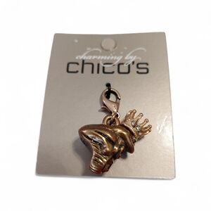 NWT Chico's Bronze Frog Crown Charm Rhinestone Heart